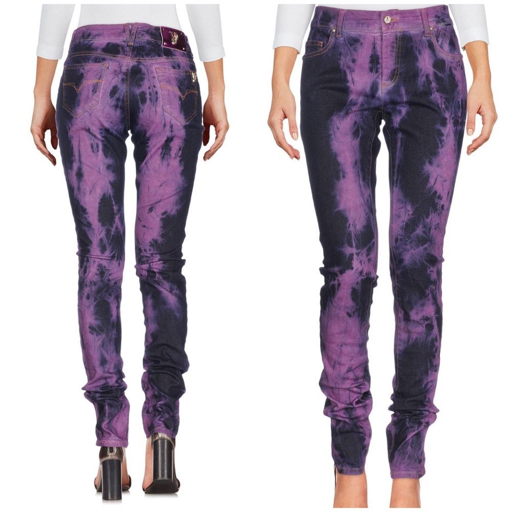 VERSACE jeans tie dye purple black authentic guaranteed